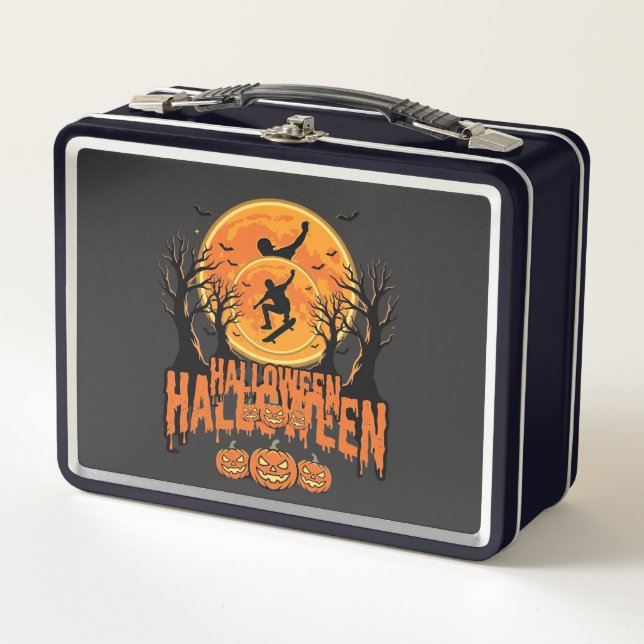 Lunch Box Conception de Lune de Skateboard d'Halloween Hallo (Devant)