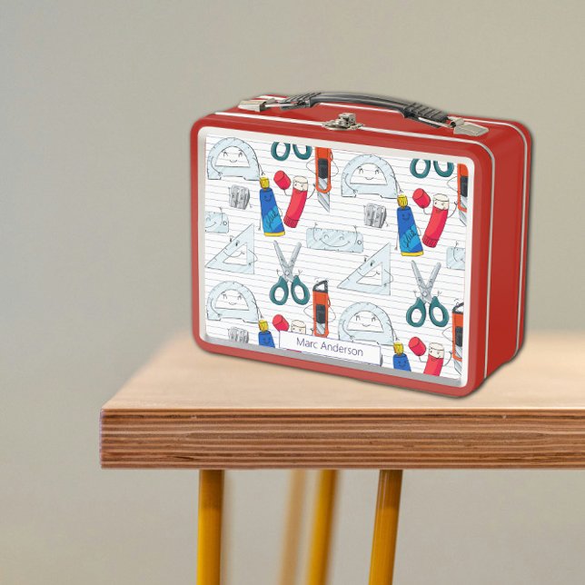 Lunch Box Conception de main mignonne et amusante (Cute and Fun Hand Drawn Design Metal Lunch Box)