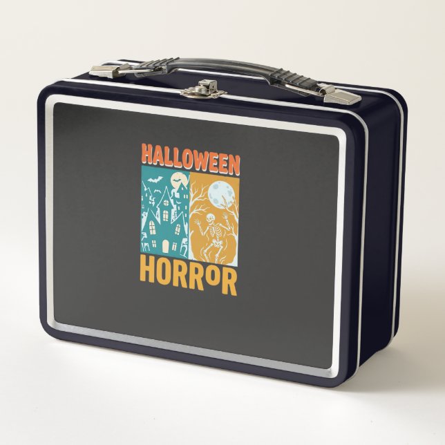 Lunch Box Conception de maison hantée Halloween Lune squelet (Devant)