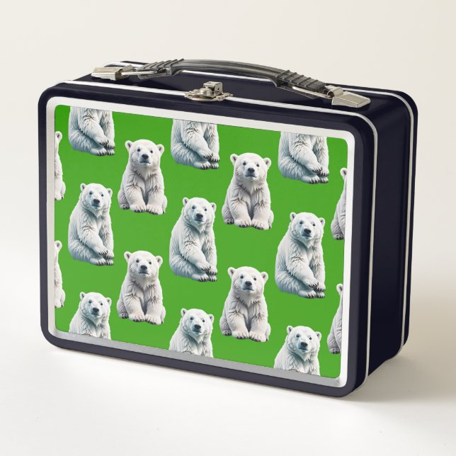 Lunch Box Conception de motif d'ours polaire vert  (Devant)