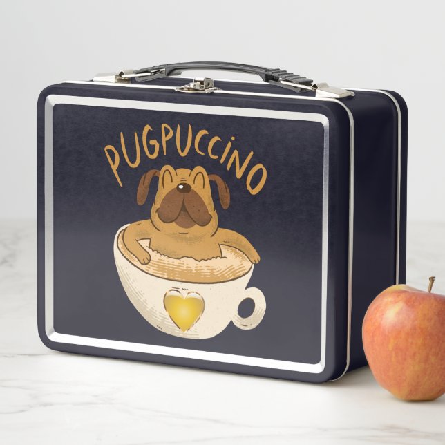 Lunch Box Conception de Pug Chien Amoureux de Caféine (En situation)
