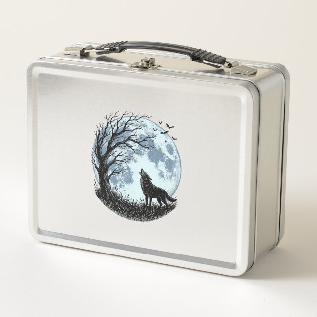 Lunch Box Conception de silhouette d'arbre de lune hurlant l (Devant)