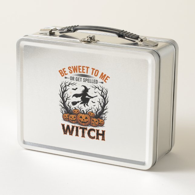 Lunch Box Conception de sorcière d'Halloween Soyez gentil ou (Devant)