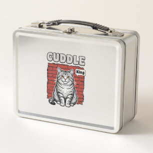 Lunch Box Conception de T-shirt de chat vintage Cuddle King_