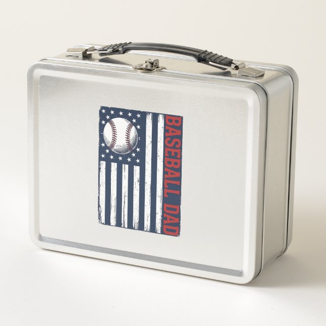 Lunch Box Conception de T-shirt de drapeau de papa de baseba (Devant)
