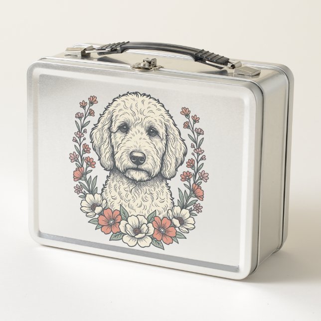 Lunch Box Conception de T-Shirt de Portrait de Chien Bouclé  (Devant)