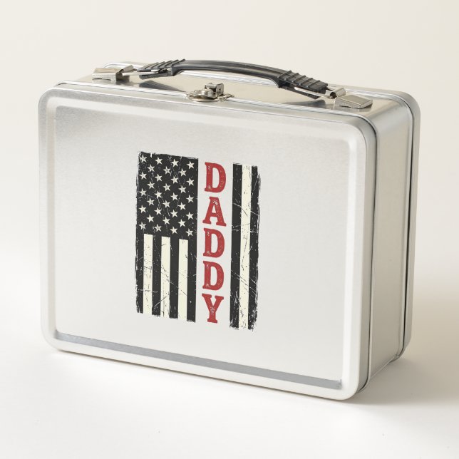 Lunch Box Conception de T-shirt Drapeau Américain Papa en Dé (Devant)