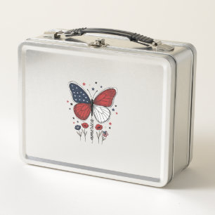 Lunch Box Conception de T-shirt vintage papillon patriotique