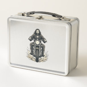 Lunch Box Conception de vecteur de cavalier de moto de gravu