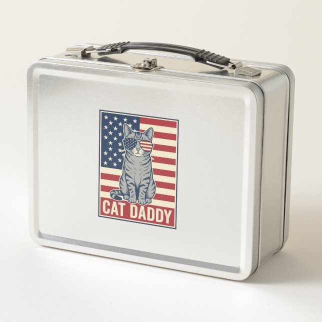 Lunch Box Conception de vecteur de chat patriotique Cat Dadd (Devant)