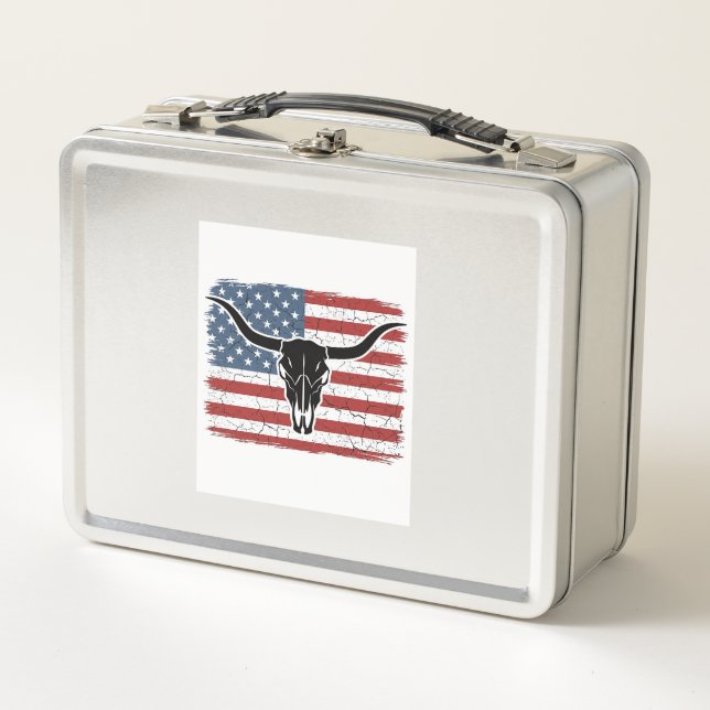 Lunch Box Conception de vecteur de drapeau américain de crân (Devant)
