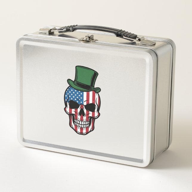 Lunch Box Conception de vecteur de drapeau de crâne de trèfl (Devant)