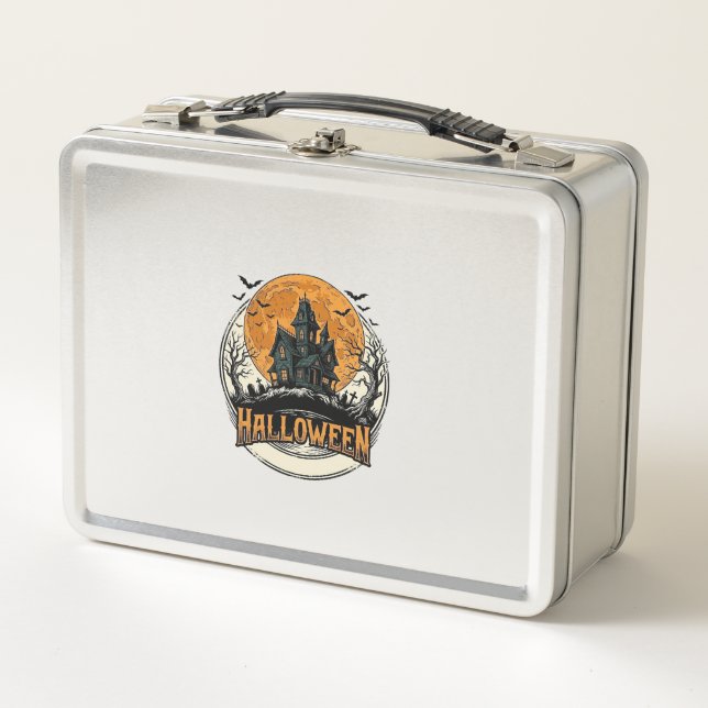 Lunch Box Conception de vecteur de maison hantée Halloween v (Devant)