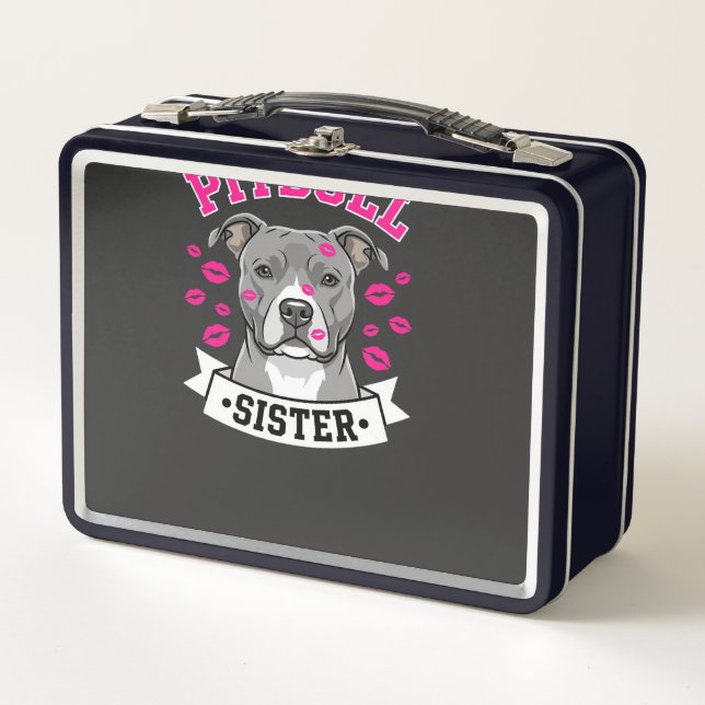 Lunch Box Conception de vecteur de sœur de Pitbull amoureuse (Devant)