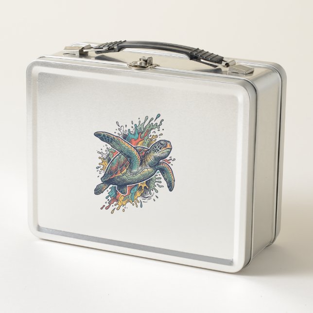Lunch Box Conception de vecteur d'éclaboussure de tortue de  (Devant)