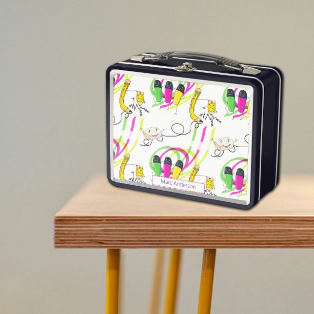 Lunch Box Conception Dessinée À La Main (Funny Hand Drawn Design Metal Lunch Box)