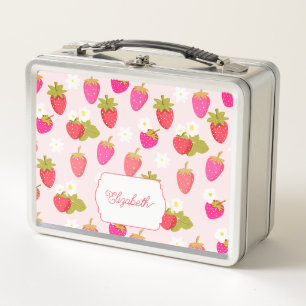 Lunch Box Conteneur à fraises personnalisé rose cottagecore 