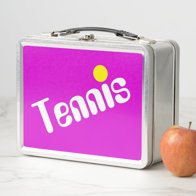 Lunch Box Cool mince blanc Jaune TENNIS Texte sur rose vif (En situation)