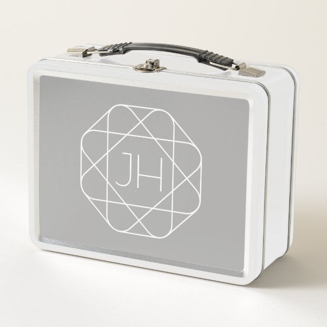 Lunch Box Cool monogram, style vibe | Grey & White (Devant)