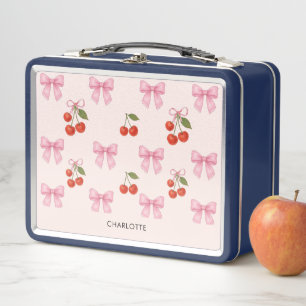 Lunch Box Coquette cerise mignonne Bow Monogramme