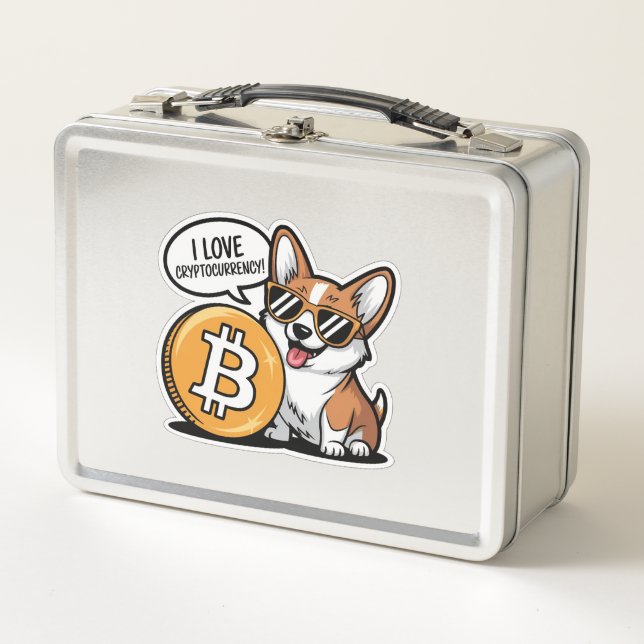 Lunch Box Corgi Cool Aime la Cryptomonnaie (Devant)