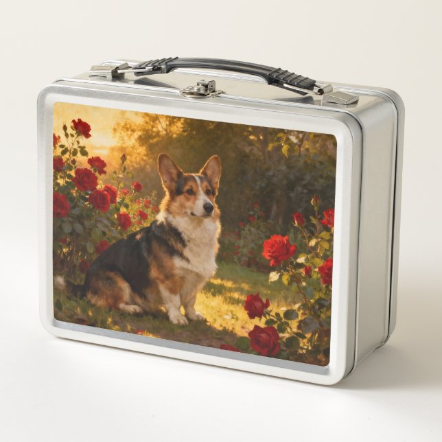 Lunch Box Corgi dans les Roses I (Devant)