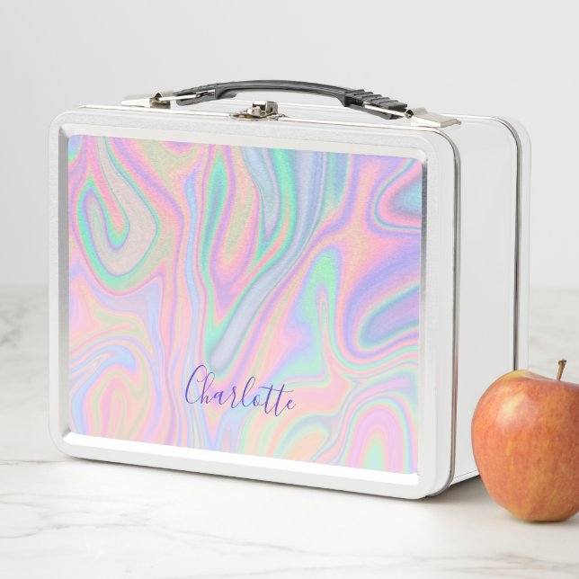 Lunch Box Couleur pastel Abstraite Liquide Iridescente. Ajou (En situation)