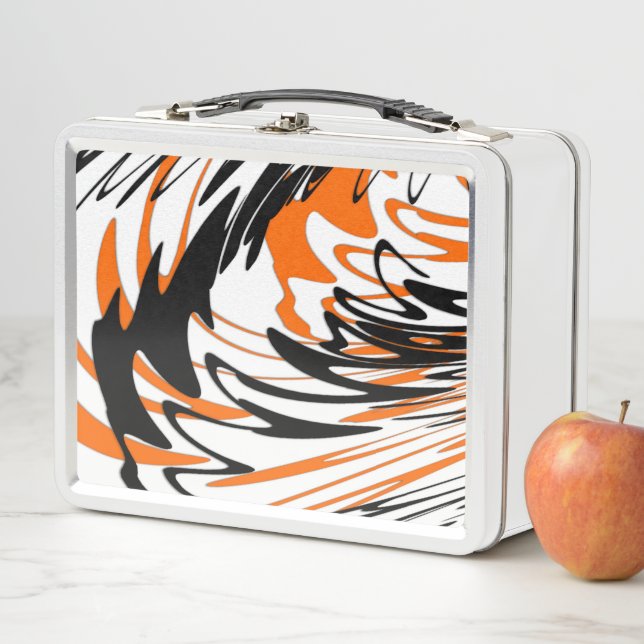 Lunch Box Couleurs du Bengale Orange et lignes noires (En situation)