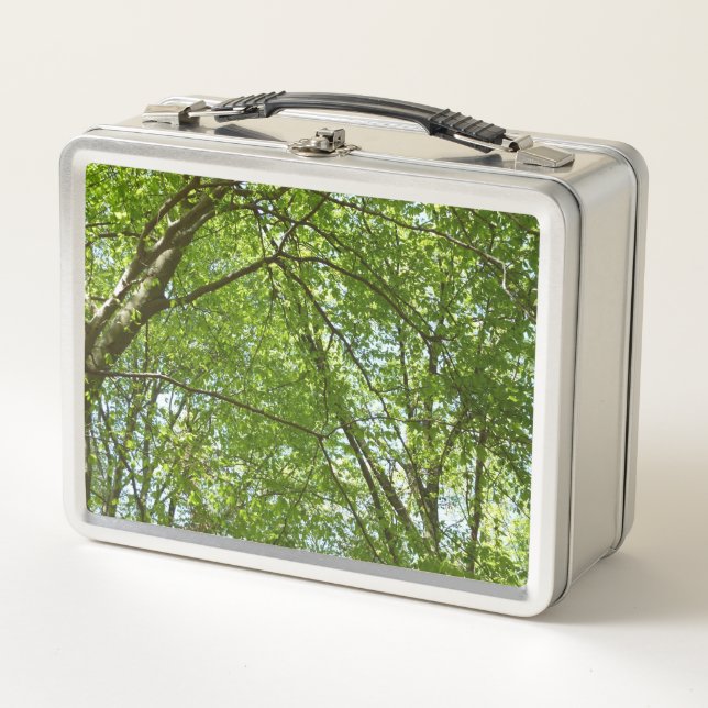 Lunch Box Couvert de feuilles printanières Scène de verdure  (Devant)