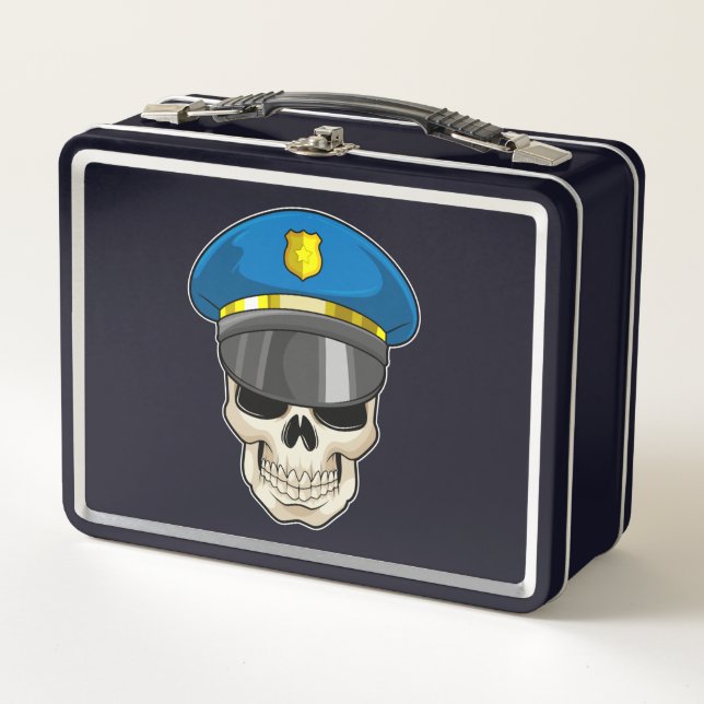 Lunch Box Crâne en tant qu'officier de police avec casquette (Devant)