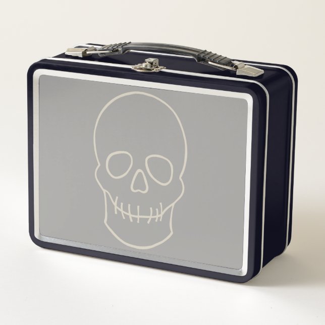 Lunch Box Crâne - Gris fantôme et Blanc osseux (Devant)