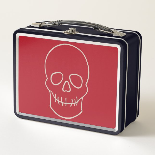 Lunch Box Crâne - rouge sang et blanc os (Devant)