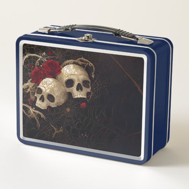 Lunch Box Crânes et roses rouges design (Devant)