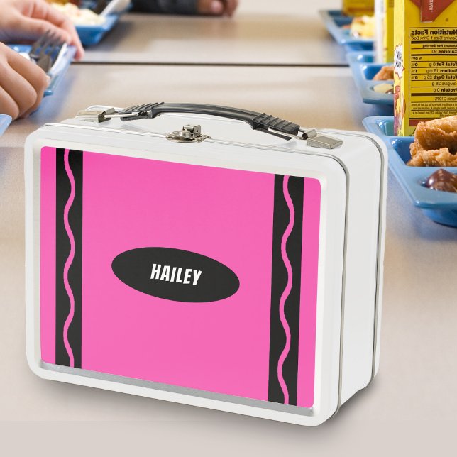 Lunch Box Crayon rose (Pink Crayon Metal Lunch Box)