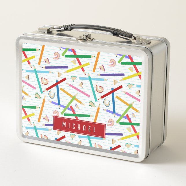 Lunch Box Crayons colorés École Motif pour enfants (Devant)