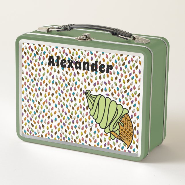 Lunch Box Crème de glace Colorful-Pistachio Texte personnali (Devant)