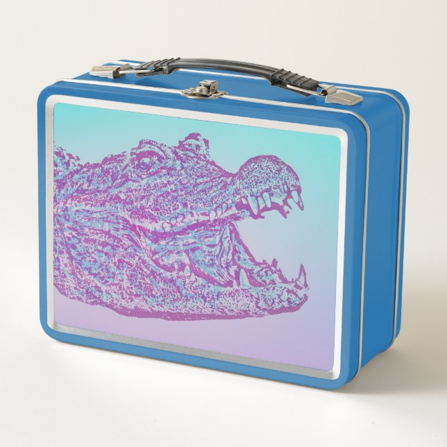 Lunch Box Crocodile bleu et violet Imprimer (Devant)