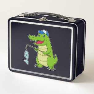 Lunch Box Crocodile Pêche Pêcheur Pêcheur canne à pêche