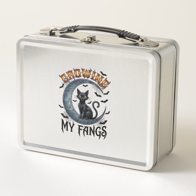 Lunch Box Crocs de plus en plus longs Chat noir Lune croissa (Devant)