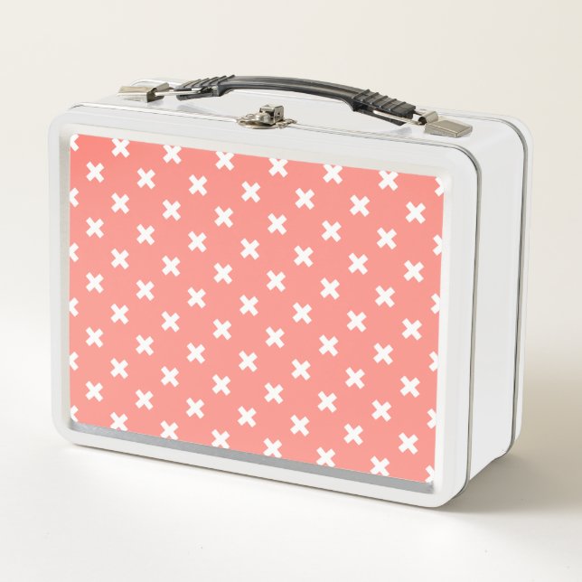 Lunch Box Croix blanche sur pêche (Devant)