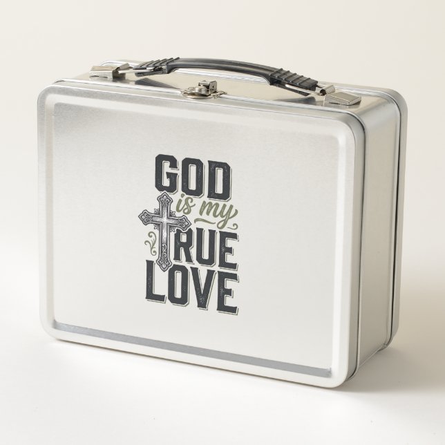 Lunch Box Croix Chrétienne Dieu Est Mon Véritable Amour Vect (Devant)