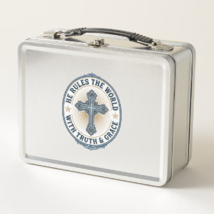 Lunch Box Croix Chrétienne Il Règne sur le Monde