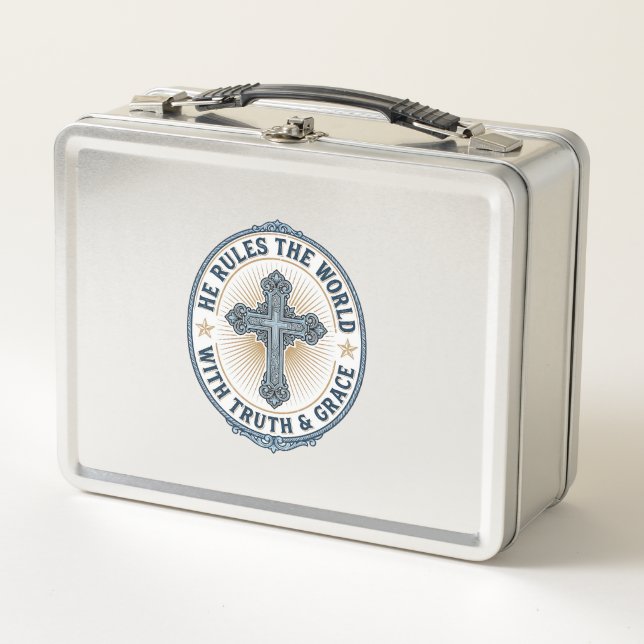 Lunch Box Croix Chrétienne Il Règne sur le Monde (Devant)
