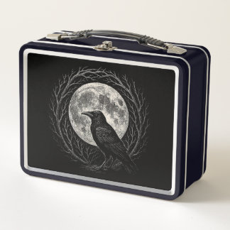 Lunch Box Crow with Full Moon Folk Horror