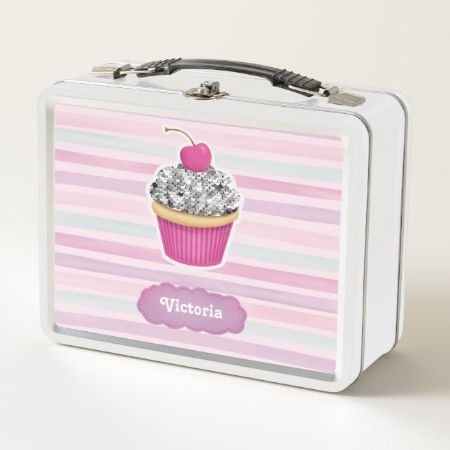 Lunch Box Cupcake rose Fille mignonne (Devant)
