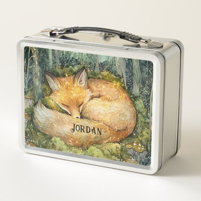 Lunch Box Custom Emerald Forest Magical Fox  (Dos)
