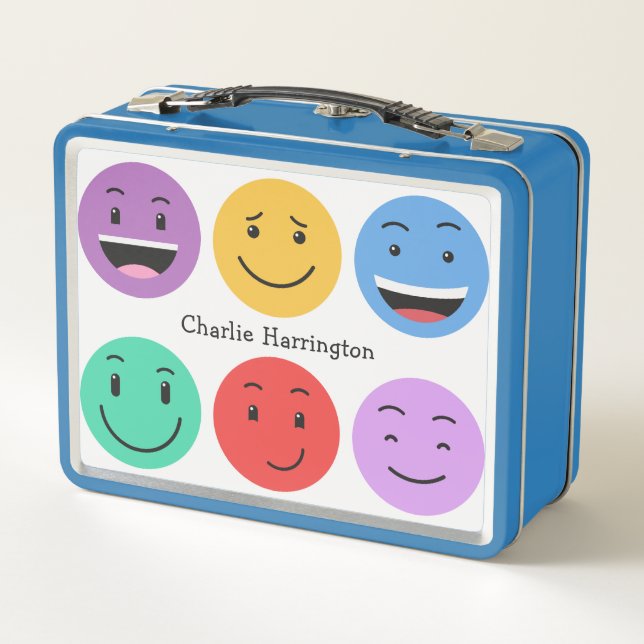 Lunch Box Custom Name Cute Emoticons (Dos)