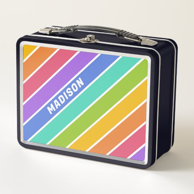 Lunch Box Custom Name Rainbow Colors (Devant)