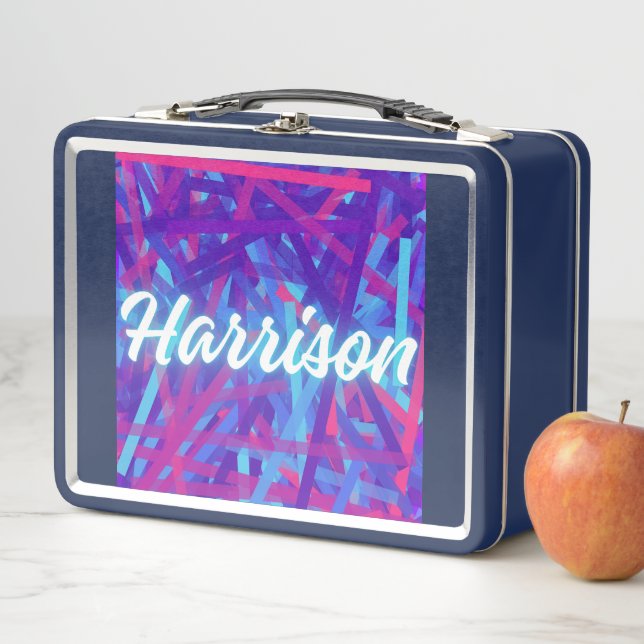Lunch Box Custom Name Sticker – Harrison – Personalized Labe (En situation)