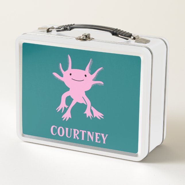 Lunch Box Cute Axolotl Salamander rose Personnalisée (Devant)